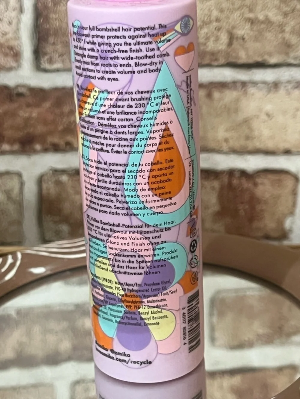 amika Pink Floral Blowout Styling Spray